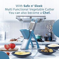 Once For All Upgrade Safe Mandoline Slicer Plus - Adjustable Vegetable Food Chopper Potato Fries Cutter - Detachable Blade